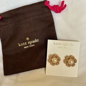 Kate Spade earrings, flower pearl studs, never worn. New without tags.